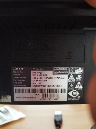 Acer v193hql monitor lcd - monitor, 19,8"